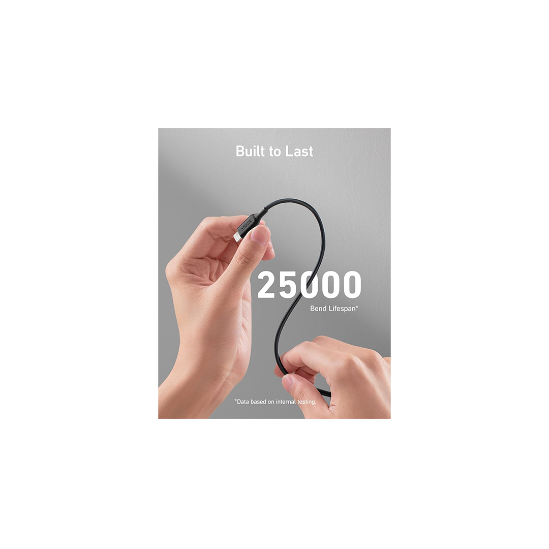 أنكر 322 كابل USB-C إلى Lightning مضفر 6 قدم - أسود أنكر 322 كابل USB-C إلى Lightning مضفر 6 قدم - أسود